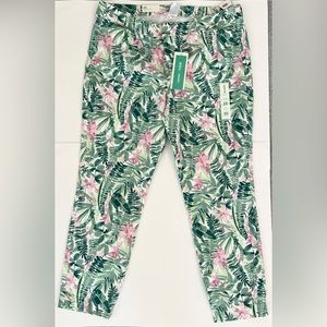 Old Navy Pixie Mid Rise Skinny Ankle Chino Pants Tropical Floral